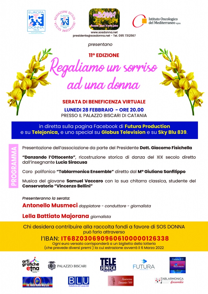 Regaliamo un sorriso ad una donna: serata di beneficenza virtuale